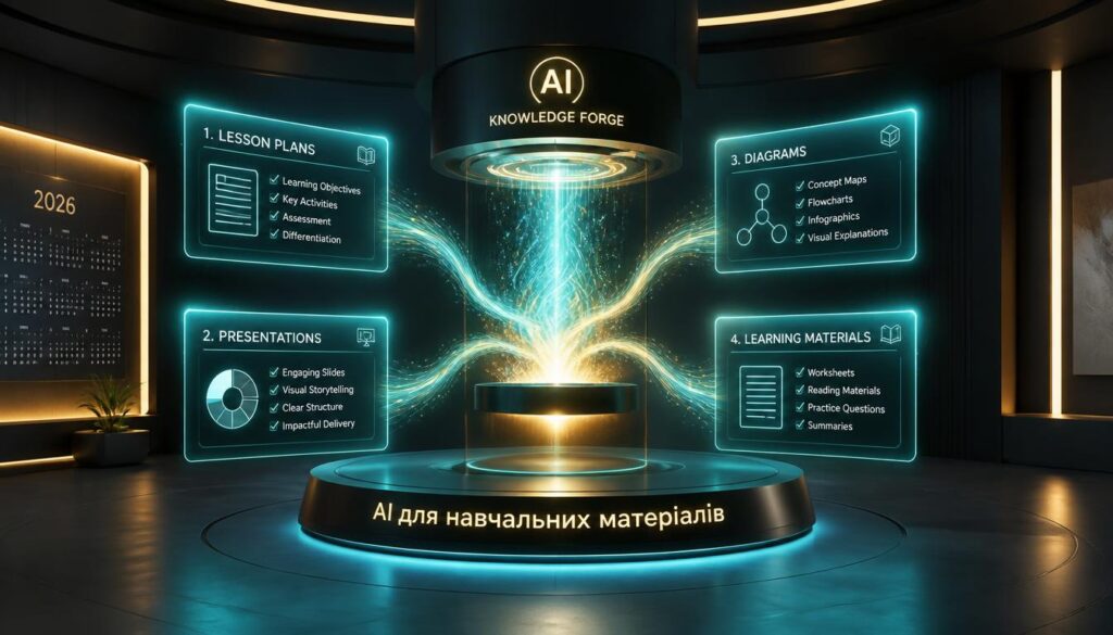 AI для створення навчальних матеріалів та презентацій: повний практичний гайд 2026